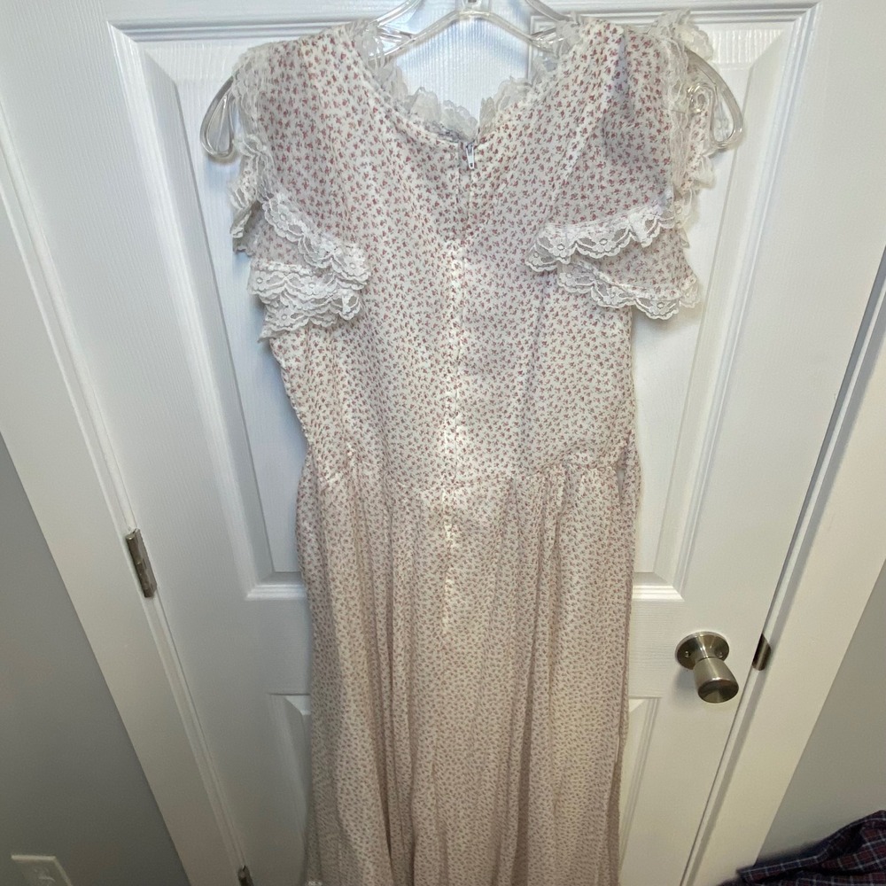 Vintage 1981 Gunne Sax By Jessica‎ Floral Prairie Maxi Dress Lace Cottage Large - Picture 4 of 14